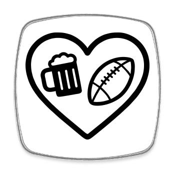 Heart Rugby Beer - Square fridge magnet - white - Front