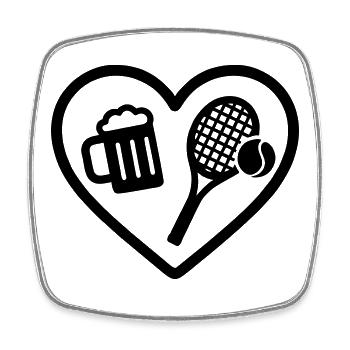 Heart Tennis Beer - Square fridge magnet - white - Front