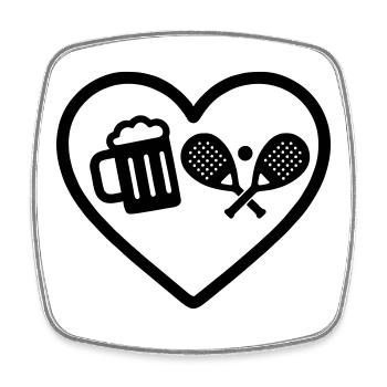 Heart Padel Bier - Viereckiger Kühlschrankmagnet - Weiß - Vorne