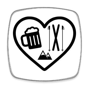 Heart Ski Beer - Square fridge magnet - white - Front