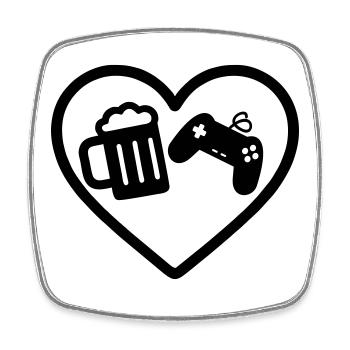 Heart Gaming Bier - Viereckiger Kühlschrankmagnet - Weiß - Vorne