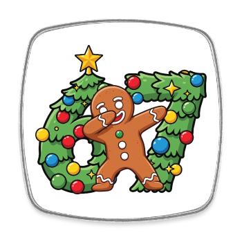 67 Meme-Lebkuchentanz auf dem Weihnachtskranz - Viereckiger Kühlschrankmagnet - Weiß - Vorne