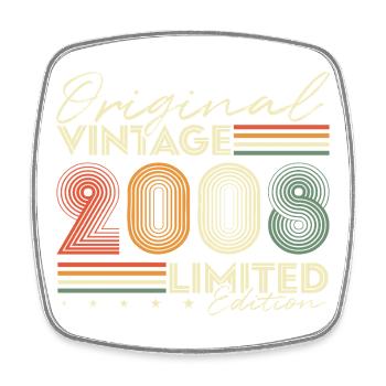 Original 2008 Vintage Vintage Birthday Retro - Square fridge magnet - white - Front