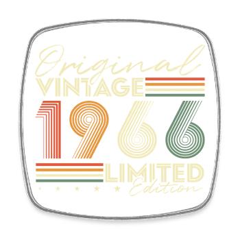 Original 1966 Vintage Vintage Birthday Retro - Square fridge magnet - white - Front