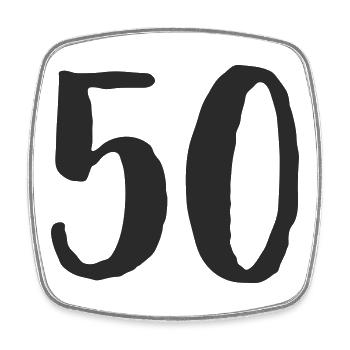 50 Handlettering Schrift - Viereckiger Kühlschrankmagnet - Weiß - Vorne
