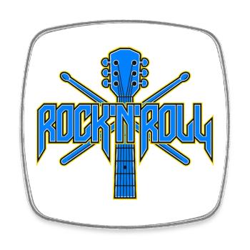 Rock & Roll Guitar Emblem - Square fridge magnet - white - Front