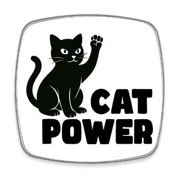 Katzenkraft - Viereckiger Kühlschrankmagnet - Weiß - Vorne