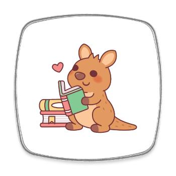 Cute Kangaroo Joey Loves Reading Books - Square fridge magnet - white - Front