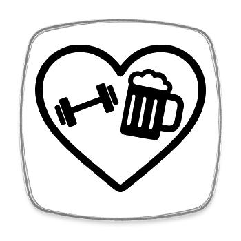 Bière Heart Fitness - Magnet carré - blanc - Devant