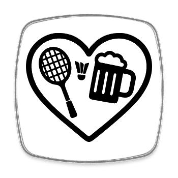 Heart Badminton Beer - Viereckiger Kühlschrankmagnet - Weiß - Vorne