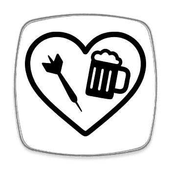 Heart Darts Bier - Viereckiger Kühlschrankmagnet - Weiß - Vorne