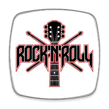 Rock 'n' Roll Gitarre und Drumsticks - Viereckiger Kühlschrankmagnet - Weiß - Vorne