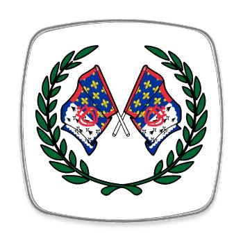 Drapeaux du Pays de la Loire en couronne de laurier traversés - Magnet carré - blanc - Devant