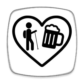 Heart Hiking Beer - Square fridge magnet - white - Front