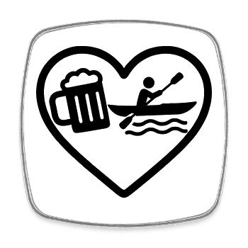 Heart Kayak Beer - Square fridge magnet - white - Front
