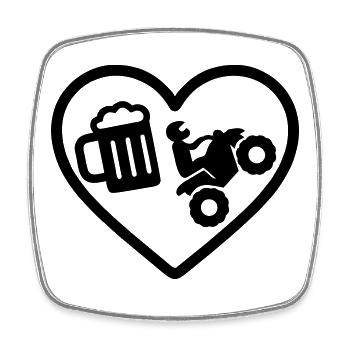 Bière Heart Quad - Magnet carré - blanc - Devant
