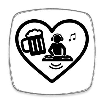 Heart DJ Beer - Square fridge magnet - white - Front