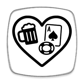 Heart Poker Beer - Square fridge magnet - white - Front