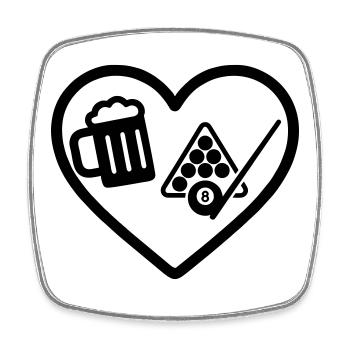 Heart Billiards Bier - Viereckiger Kühlschrankmagnet - Weiß - Vorne