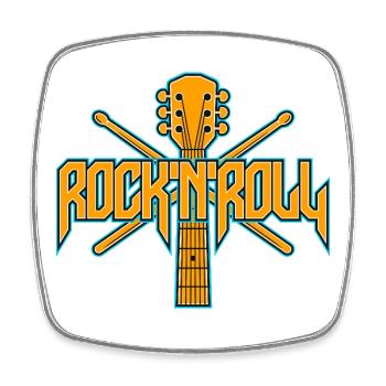 RockNRoll Guitar and Drumsticks Emblem - Square fridge magnet - white - Front