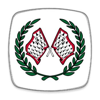 Limousin-Flaggen-Lorbeerkranz - Viereckiger Kühlschrankmagnet - Weiß - Vorne