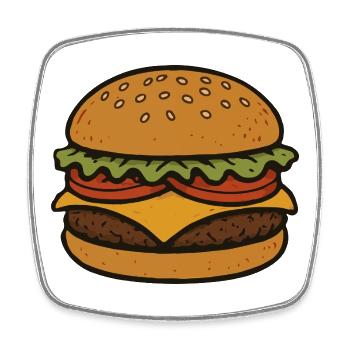Komischer Hamburger - Viereckiger Kühlschrankmagnet - Weiß - Vorne
