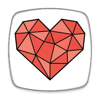 Geometrisches Herz Low Poly Modern Vektor - Viereckiger Kühlschrankmagnet - Weiß - Vorne