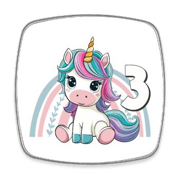 3. Geburtstag Einhorn Regenbogen Süß Niedlich - Viereckiger Kühlschrankmagnet - Weiß - Vorne