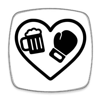 Heart Boxing Bier - Viereckiger Kühlschrankmagnet - Weiß - Vorne