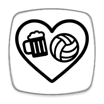 Heart Volleyball Beer - Square fridge magnet - white - Front