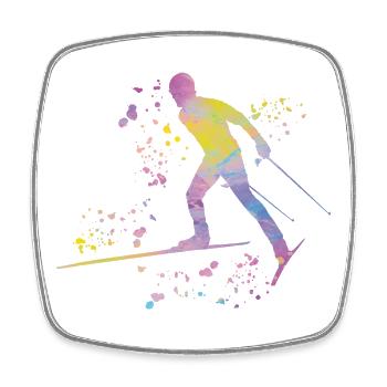 Ski de fond Ski de fond - Magnet carré - blanc - Devant