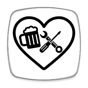 Heart Beer DIY Humor - Square fridge magnet - white - Front
