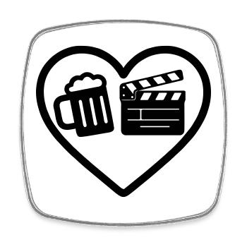 Heart Beer Cinema Humor - Square fridge magnet - white - Front