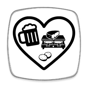 Heart Beer Raclette Humor - Viereckiger Kühlschrankmagnet - Weiß - Vorne
