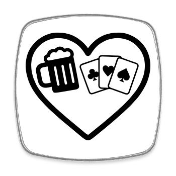 Heart Beer Kartenspiele Humor - Viereckiger Kühlschrankmagnet - Weiß - Vorne