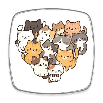 Katze - Viereckiger Kühlschrankmagnet - Weiß - Vorne
