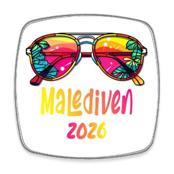 Malediven 2026 Neon Sonnenbrille - Viereckiger Kühlschrankmagnet - Weiß - Vorne