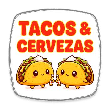 Süße Tacos & Cervezas Happy Mexican Food - Viereckiger Kühlschrankmagnet - Weiß - Vorne