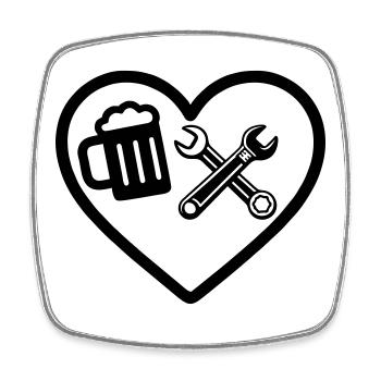 Humour de mécanicien de voiture de Heart Beer - Magnet carré - blanc - Devant