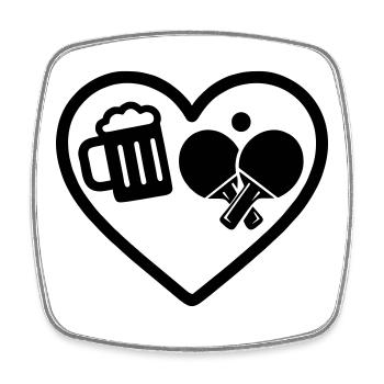 Heart Beer Ping Pong Humor - Square fridge magnet - white - Front