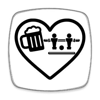 Heart Beer Foosball Humor - Square fridge magnet - white - Front
