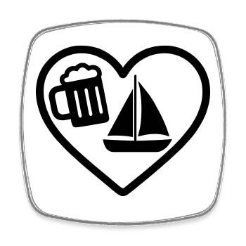 Heart Beer Sailing Humor - Square fridge magnet - white - Front