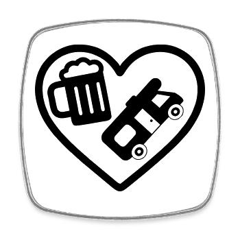 Heart Beer Camper Humor - Viereckiger Kühlschrankmagnet - Weiß - Vorne