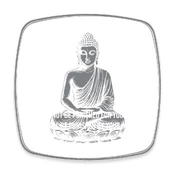 Buddha Calm Quote Tee - Square fridge magnet - white - Front