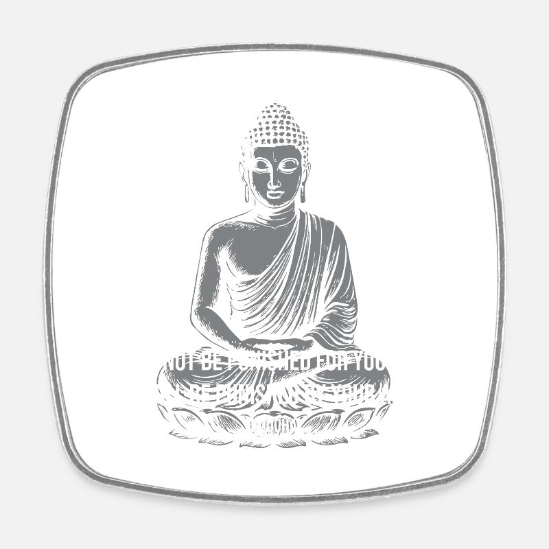 Buddha Calm Zitat-Tee - Viereckiger Kühlschrankmagnet - Weiß