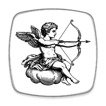 Cupid with bow and arrow. - Square fridge magnet - white - Front