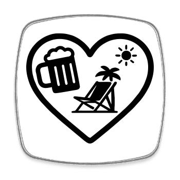 Heart Beer Holiday Sun Humor - Square fridge magnet - white - Front