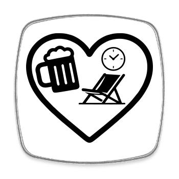 Heart Beer Gästehaus Humor - Viereckiger Kühlschrankmagnet - Weiß - Vorne