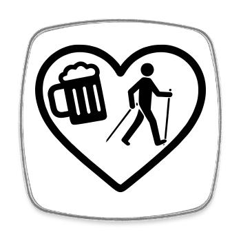 Heart Beer Nordic Walking Humor - Viereckiger Kühlschrankmagnet - Weiß - Vorne