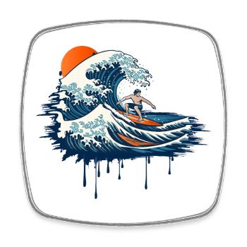 Illustration de vague dynamique sur une vague puissante - Magnet carré - blanc - Devant